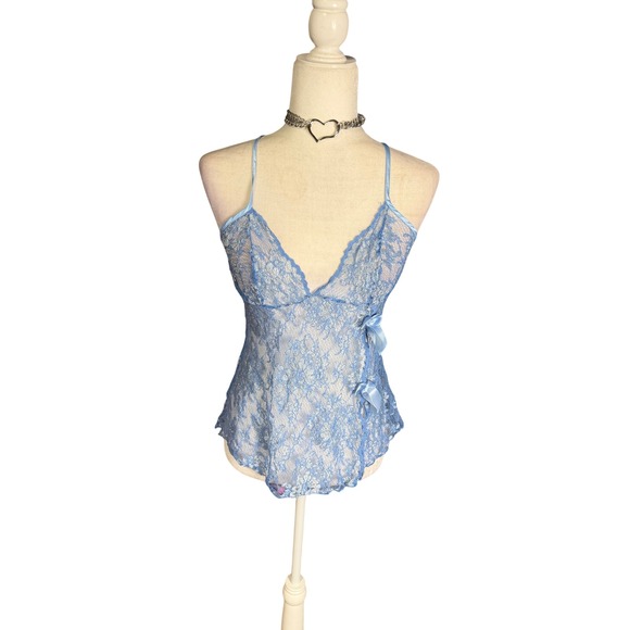 Shirley of Hollywood Tops - Shirley of Hollywood Vintage Blue Sheer Lace Cami Size Medium‎